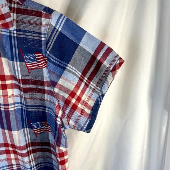 Angelique Size Medium Red White Blue Short sleeve top blouse vintage women - Picture 6 of 7